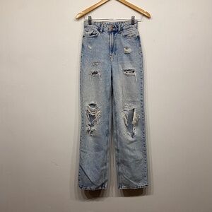 H&M Loose Straight Distressed Jeans